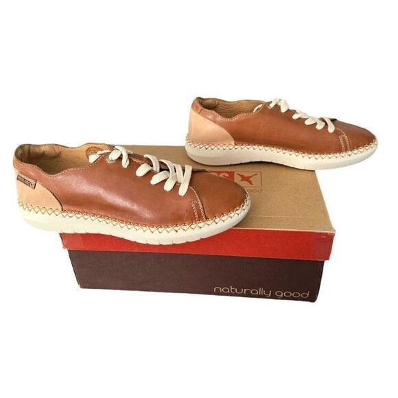 Pikolinos Brown Tan Sneakers with Espadrille Detail - Picture 3 of 11